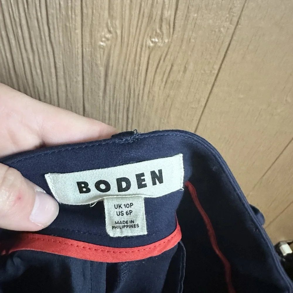 Boden Womens Hampshire Ponte Culottes Crop Pants Sz 6P Wide Leg Navy Blue Career